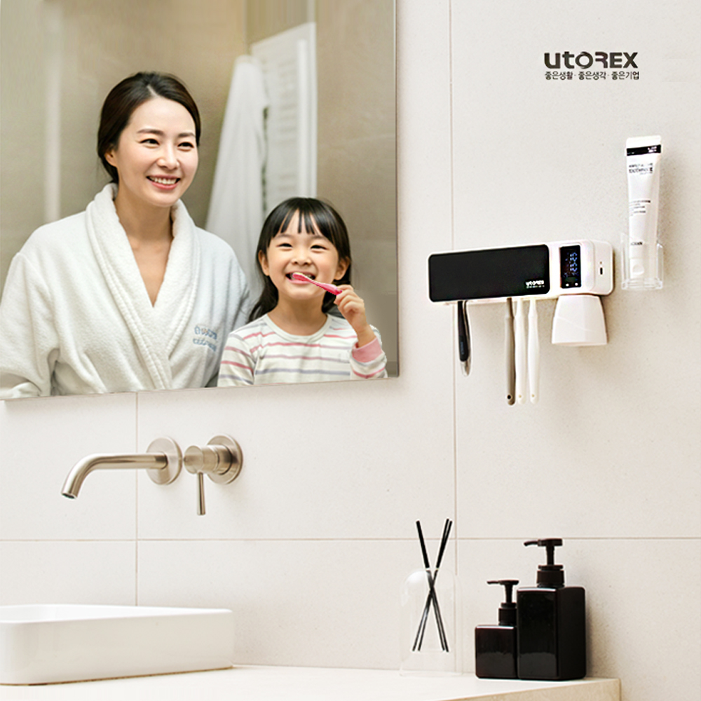 유토렉스 UV-C살균히팅건조 온습도계 벽걸이 가정용 무선칫솔살균기 클리온 화이트 이미지 7