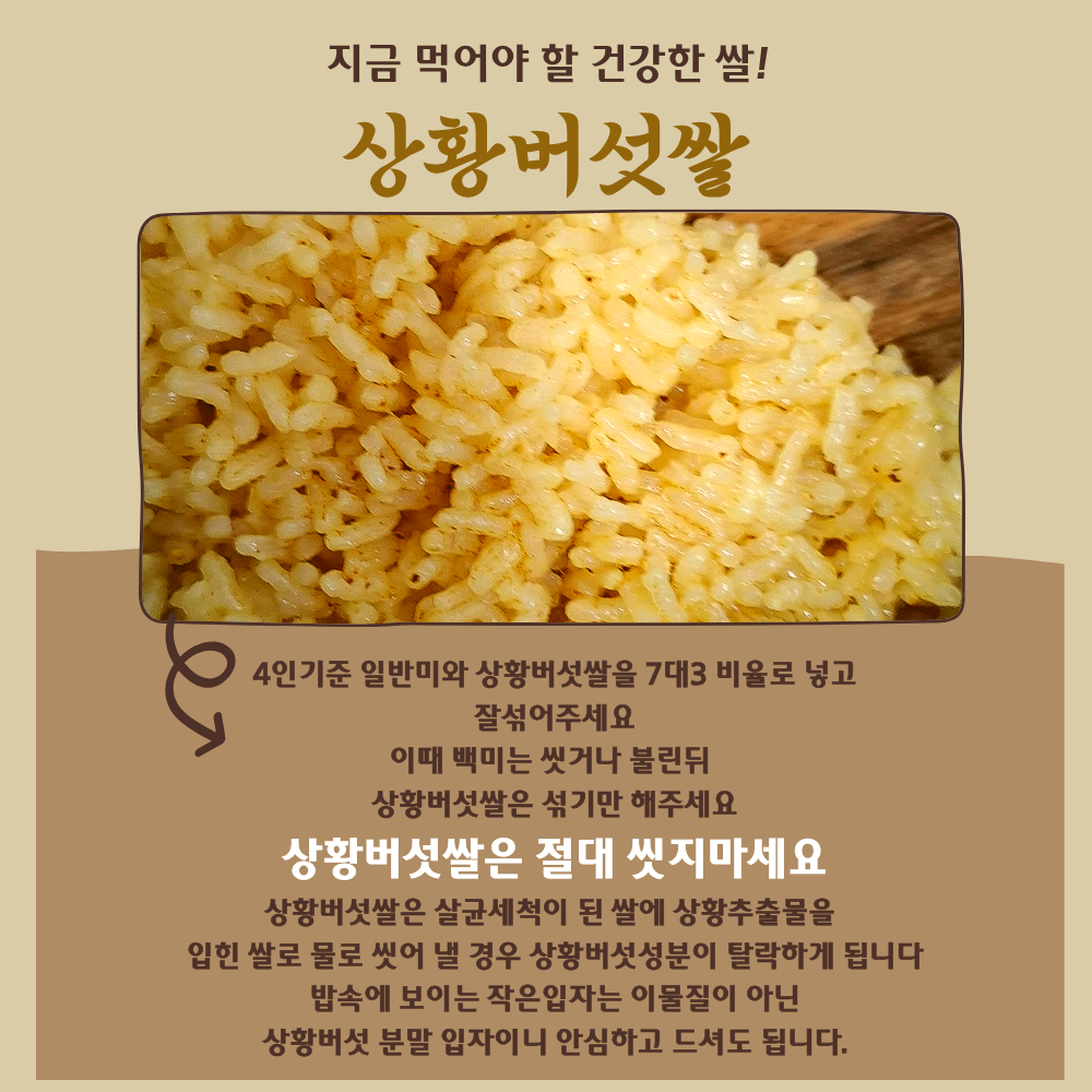 [늘찬팜] 상황버섯쌀 1kg 3개 국산 햅쌀 구수한 건강밥 이미지 7