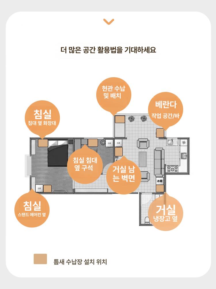 틈새 수납장 얇은 슬림 슬라이딩 서랍 폭좁은 서랍장 16cm 4단 일본식숨김바퀴 - 상세 이미지 5