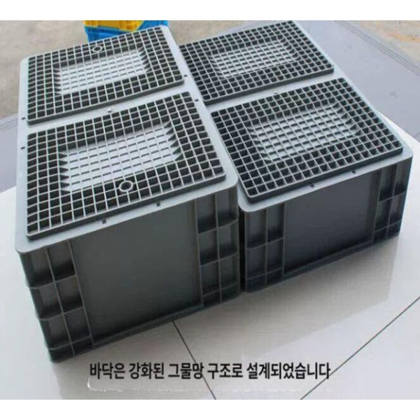 튼튼한 보관함 대형 플라스틱 물류박스 단프라 상자 600x400 대형 상자 뚜껑 그레이 - 상세 이미지 2