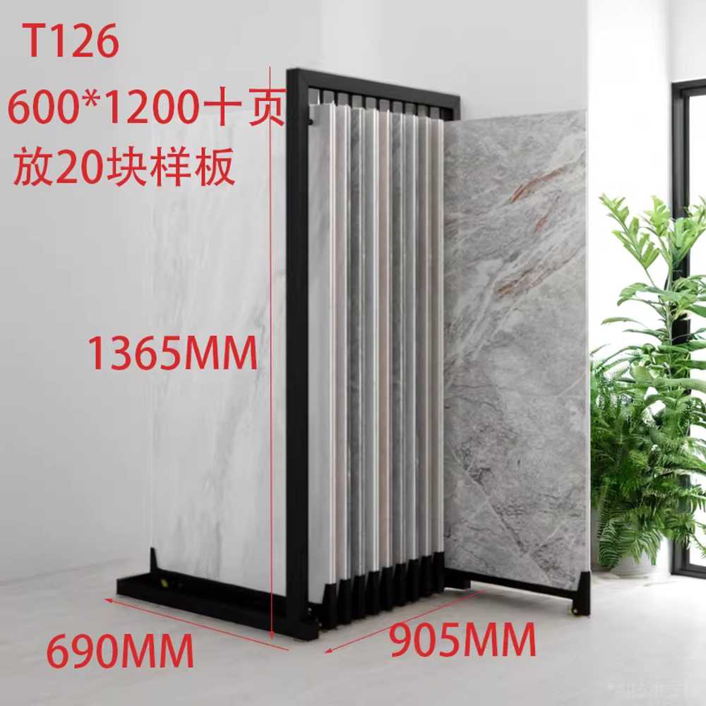 타일 전시대 철제 대리석 슬라이딩 타일걸이 슬롯 600x600mm 20장 수용/10단 - 상세 이미지 2