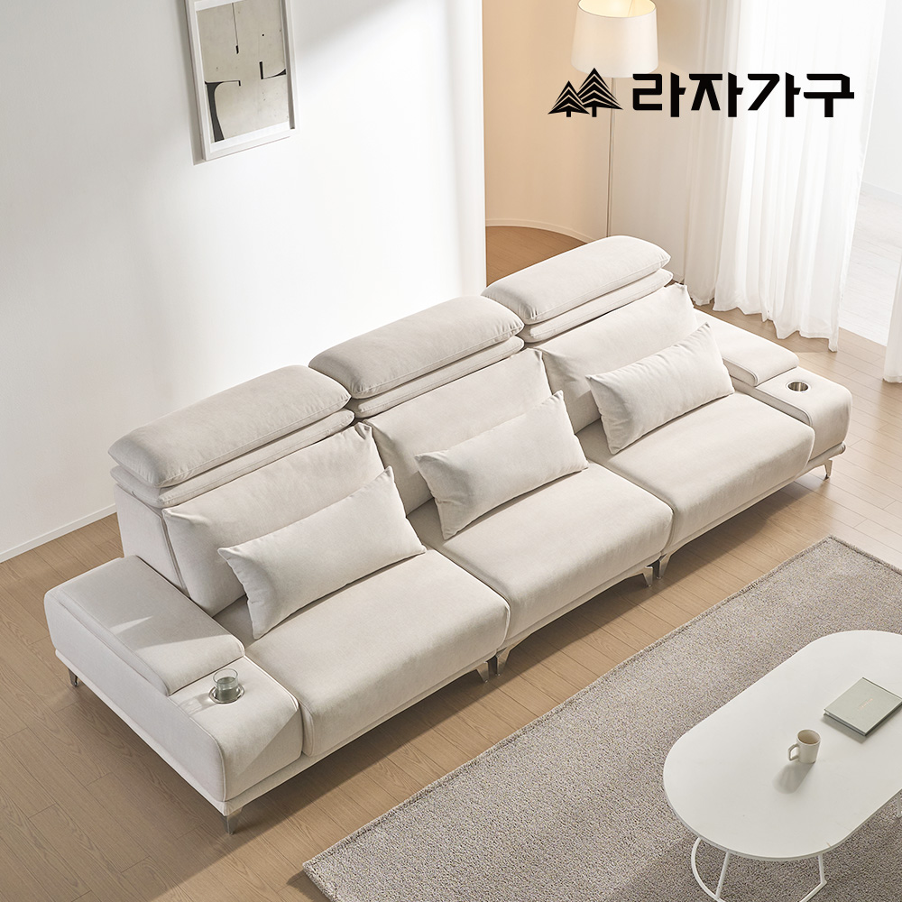 라자가구 레노 슬라이딩 리클라이너 모션 3세대 헤드레스트 4인 패브릭 소파