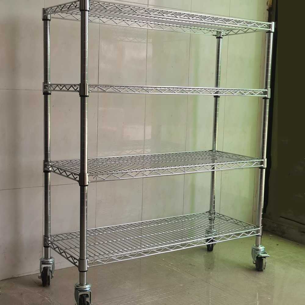 메탈랙 거실 베란다 이동식트롤리 바퀴 가판대 클린룸 757x355mm 1100mm/3단/휠 있음 - 상세 이미지 2