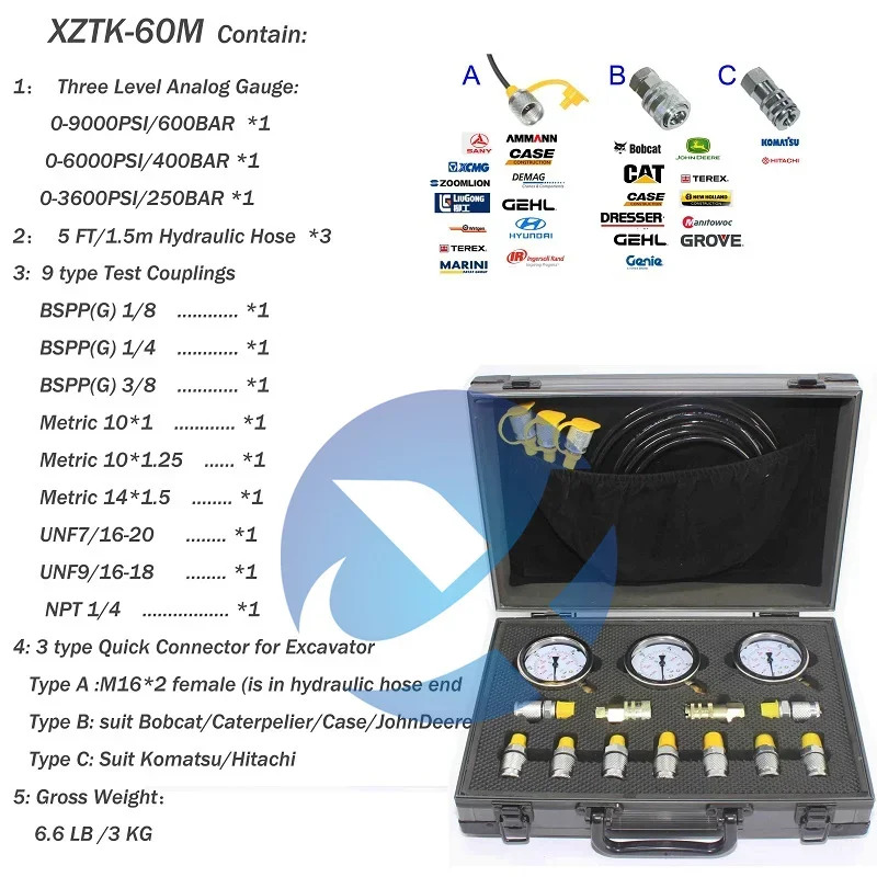 건설기계 부품 유압 게이지 리퍼 키트 XZTK-60M