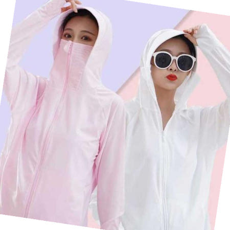 얼굴햇빛가리개 여자 물놀이 바캉스 휴가 룩 쿨링 마스크 후드 집업