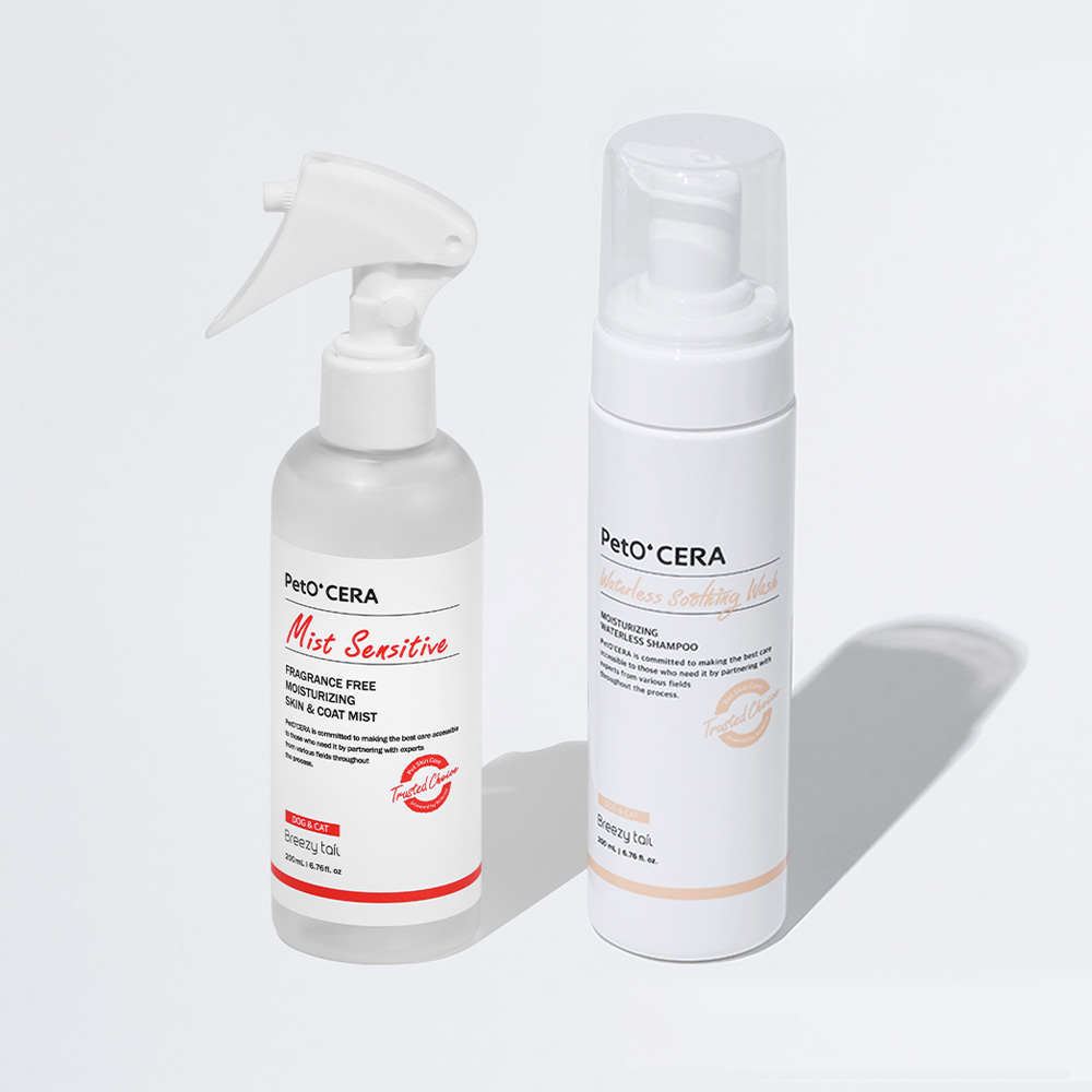 [고양이의 날] 페토세라 강아지 미스트 센서티브 200ml+워터리스 수딩워시 200ml 세트 - 상품 이미지
