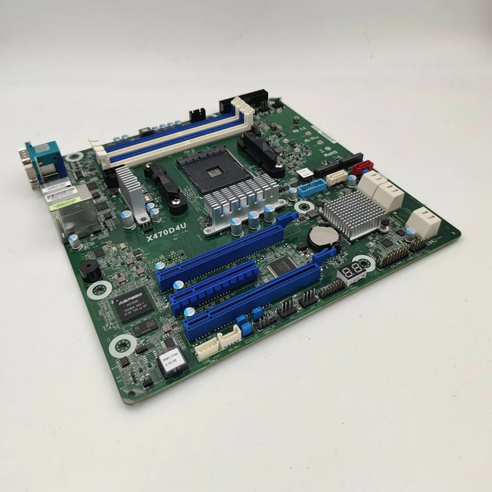 ASRock호환 서버 마더보드X470D4U는 3/4/5000 시리즈 AM4 IPMI를 지원