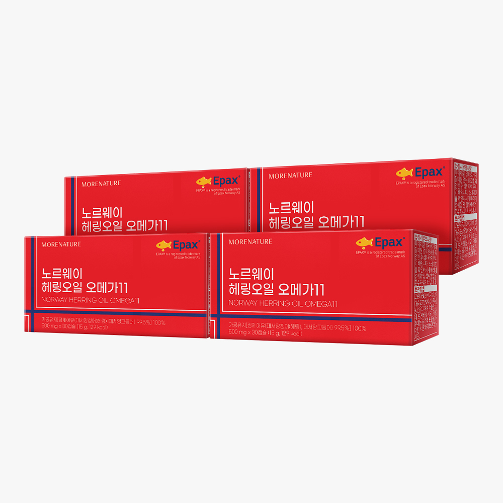 모어네이처 노르웨이 헤링오일 북대서양 북유럽 EPA DHA 오메가11 30캡슐, 4개 제품 이미지