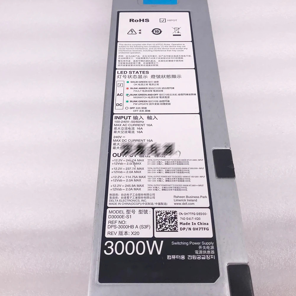 Dell 서버 전원공급장치 DPS-3000HB A 12V/245A/3000W DD3000E-S1용