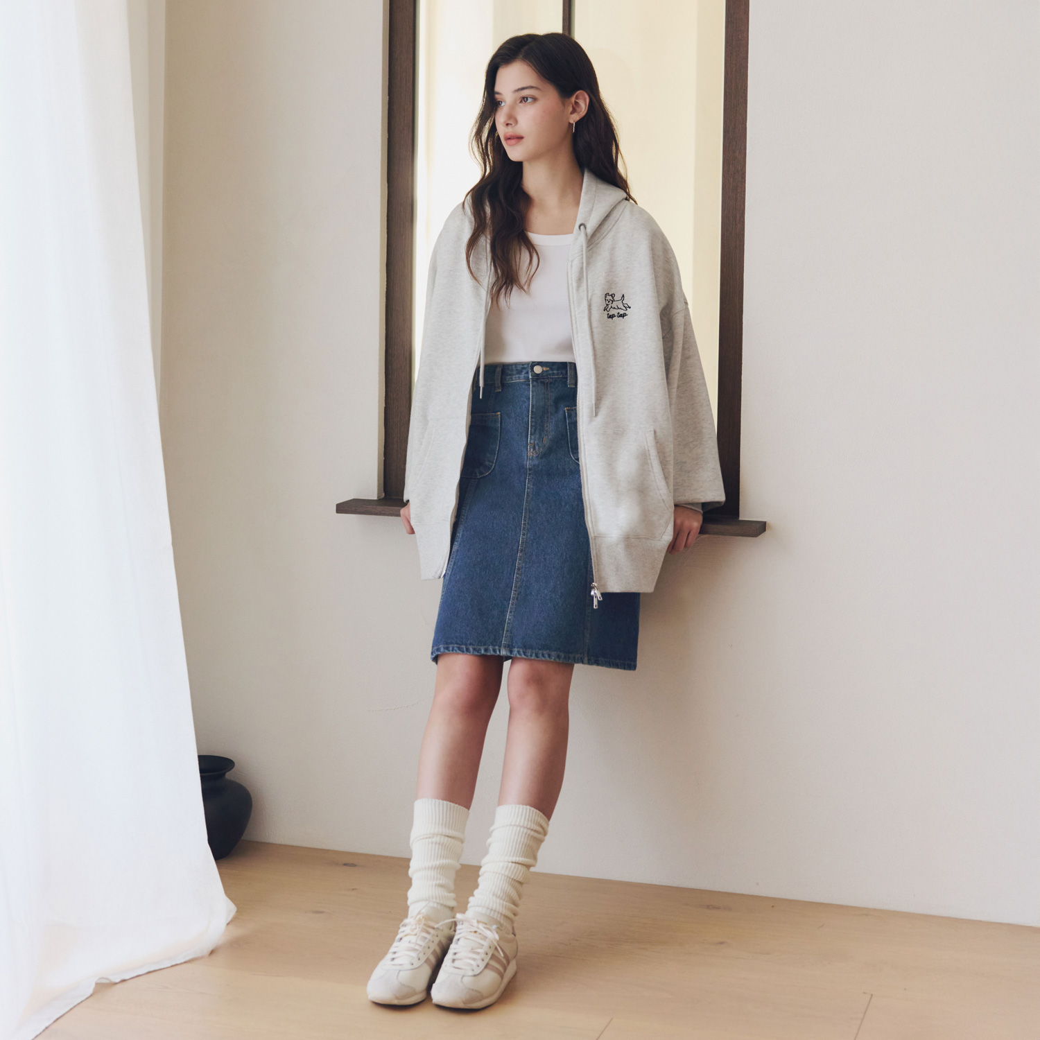 [제로스트릿] 미디 플레어 데님 스커트 MIDI FLARE DENIM SKIRT / INDIGO - 상세 이미지 2