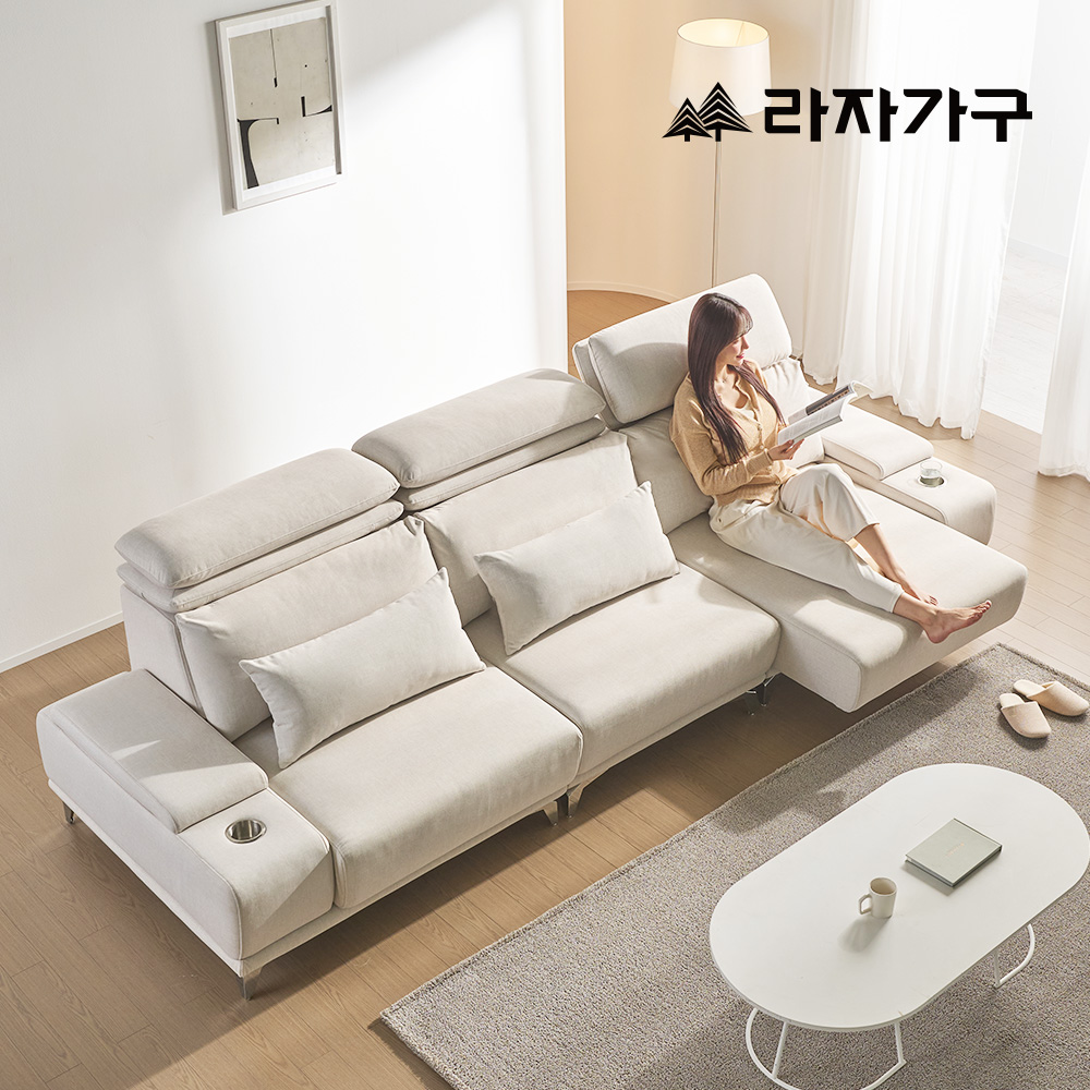 라자가구 레노 슬라이딩 리클라이너 모션 3세대 헤드레스트 4인 패브릭 소파