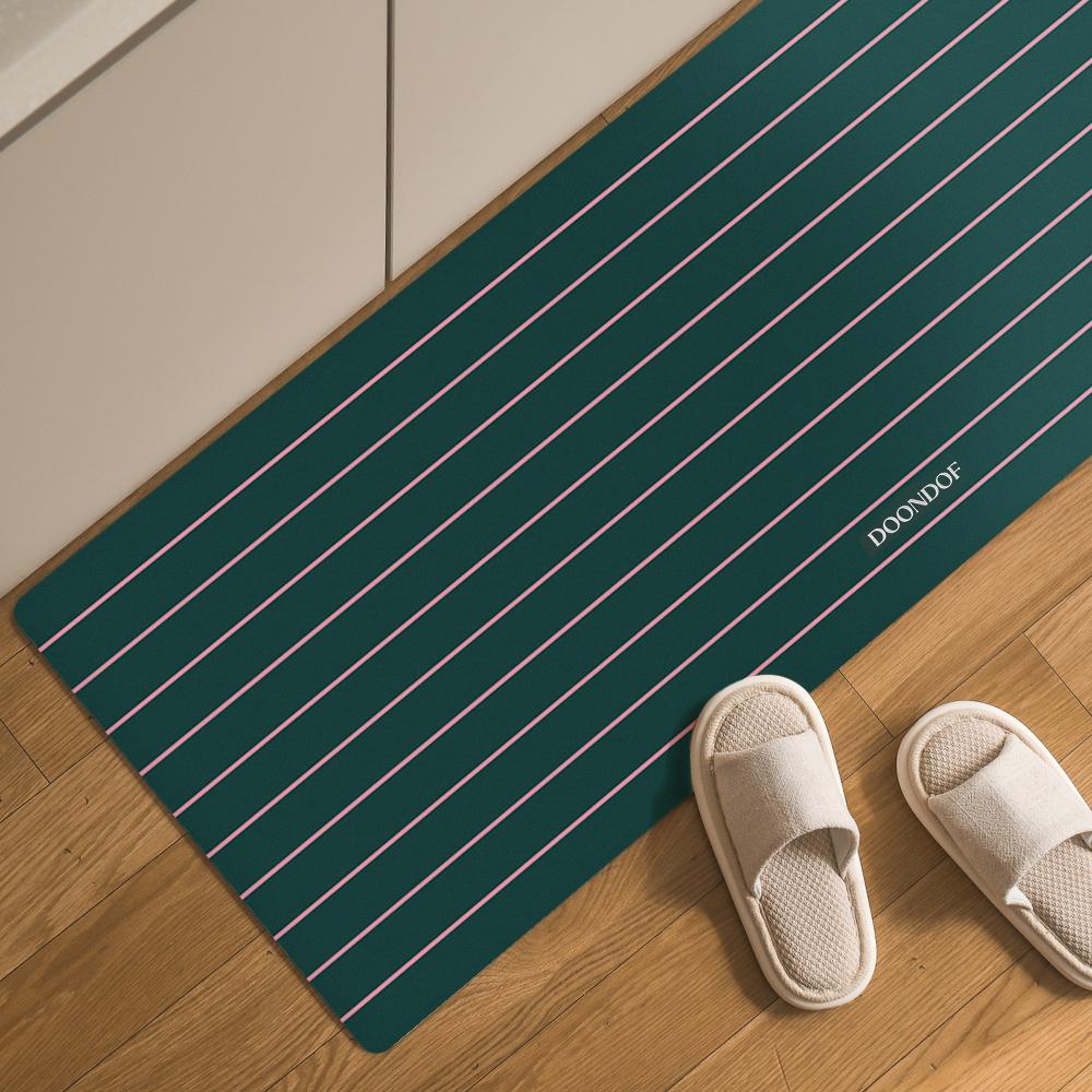 도온도프 주방 매트 빨아쓰는 규조토 발매트 욕실 현관 베란다 싱크대 딥그린, 45x95cm