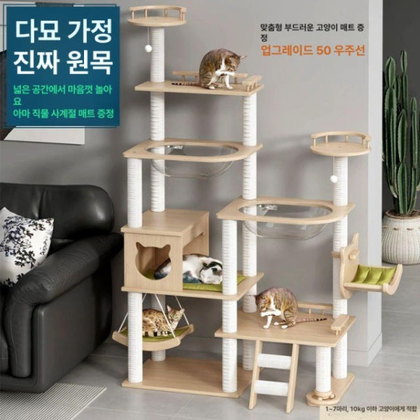프리미엄 고양이박스 스크래쳐 고양이 스크래치 세트 H4 고양이 침대 대형 50cm 황마 - 상세 이미지 3