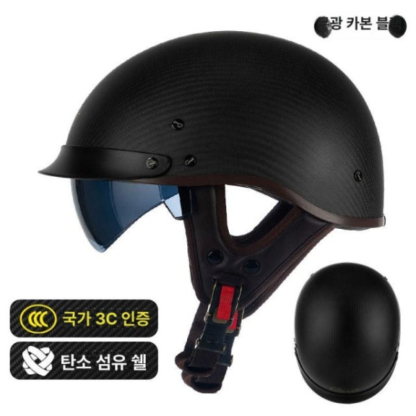 클래식 빈티지 바이크 반모헬멧 소두핏 헬멧 015 블랙렌즈 화이트렌즈 탈부착 A M - 상세 이미지 5