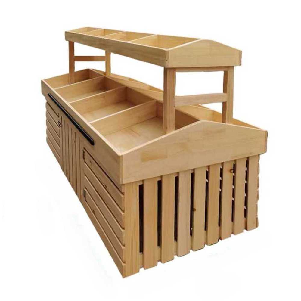 과일 진열대 과일매대 우드 빵 경사형 슈퍼마켓 야채 120x80cm 원목 - 상품 이미지