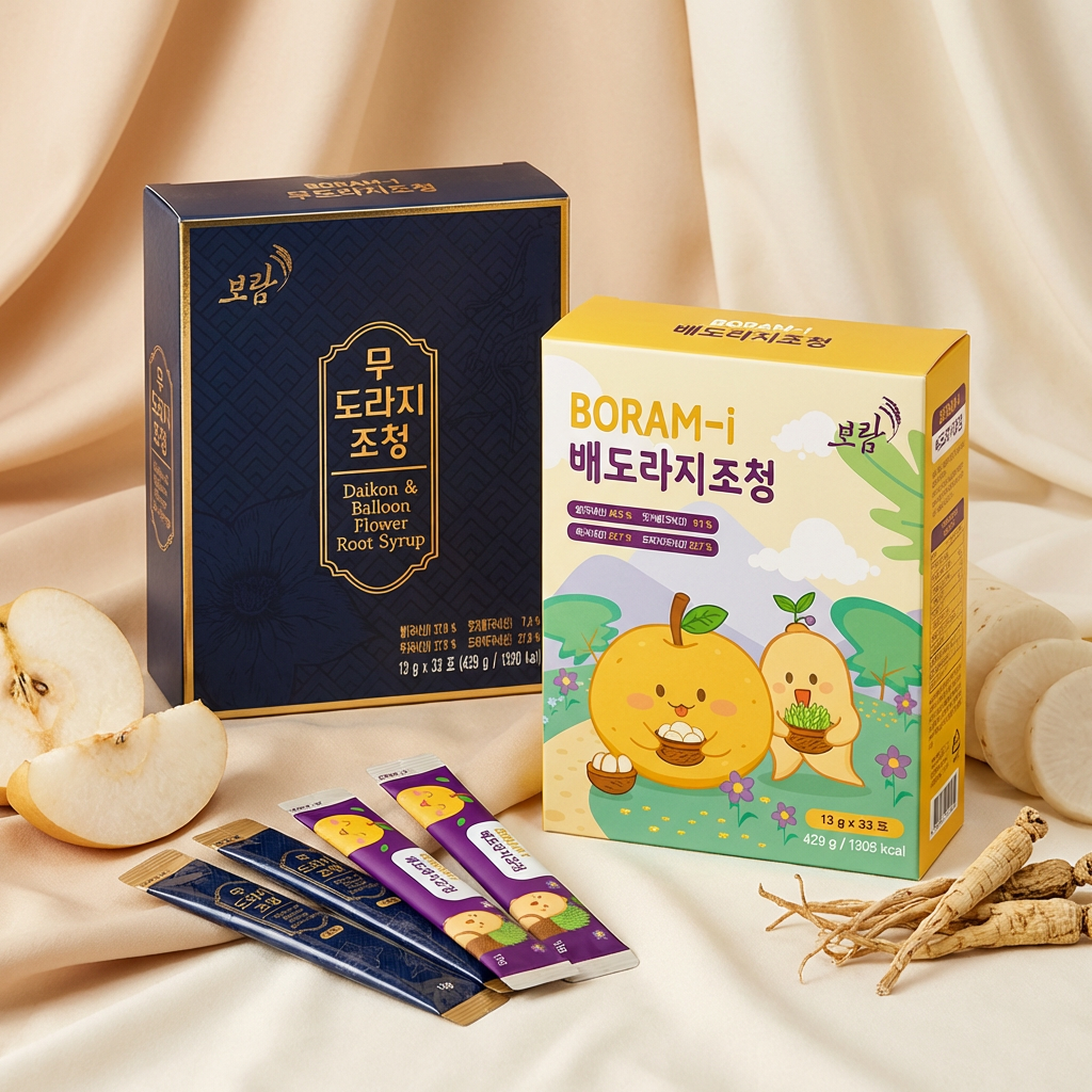 보람댁 엄마 아이 수제 무 도라지 조청 배도라지청 스틱 배 도라지즙 세트 1팩+1팩 제품 이미지