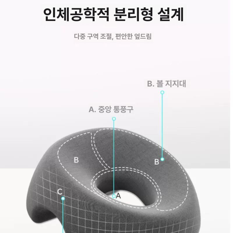 마사지샵 얼굴 베개 피부샵 베게 메모리폼 경락 특수 도넛 레벨 젠틀맨 그레이 6-12cm - 상세 이미지 3