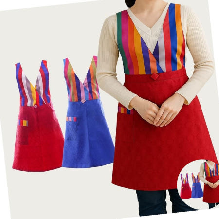 큰손할인OEM,큰손할인 (큰손할인) 한복앞치마 색동 오색 전통 주방 기념품 H형 찻집 저고리 외국인 에이프런 명절 한국 선물