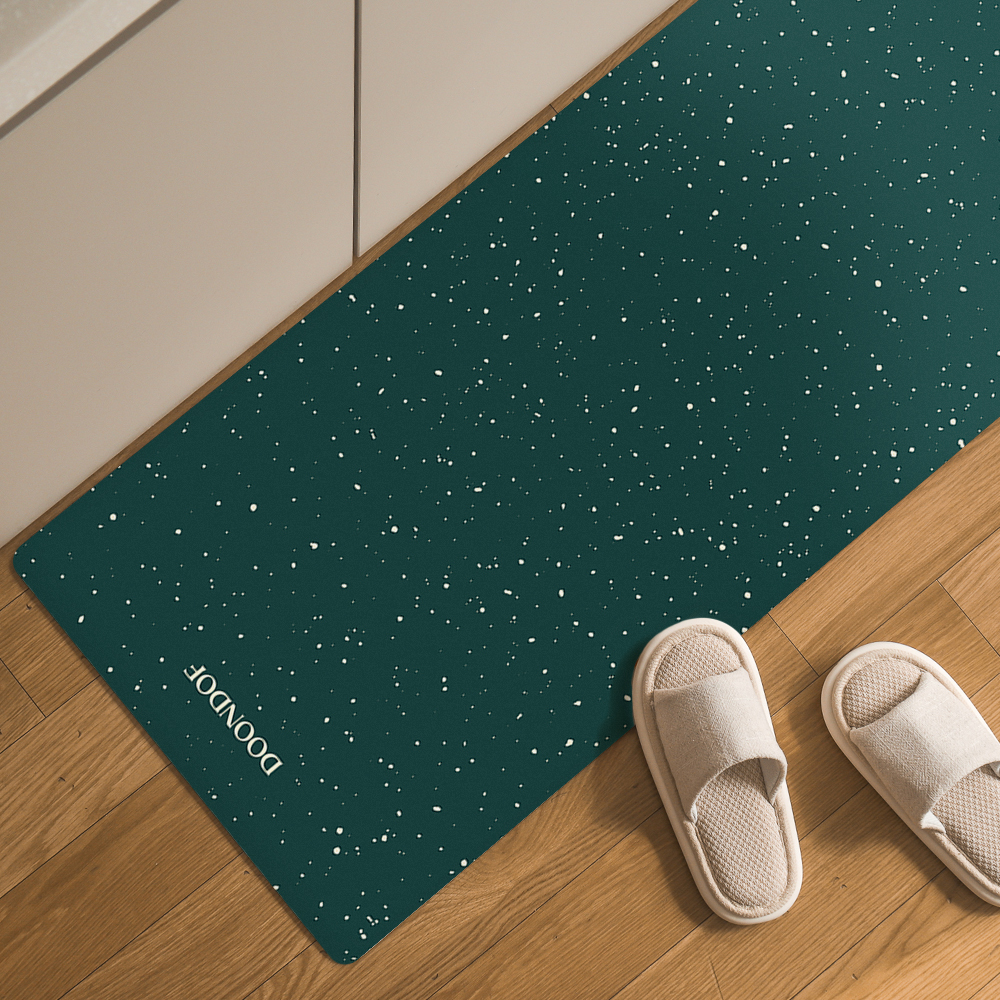 도온도프 주방 매트 빨아쓰는 규조토 발매트 욕실 현관 베란다 싱크대 도트딥그린, 45x210cm