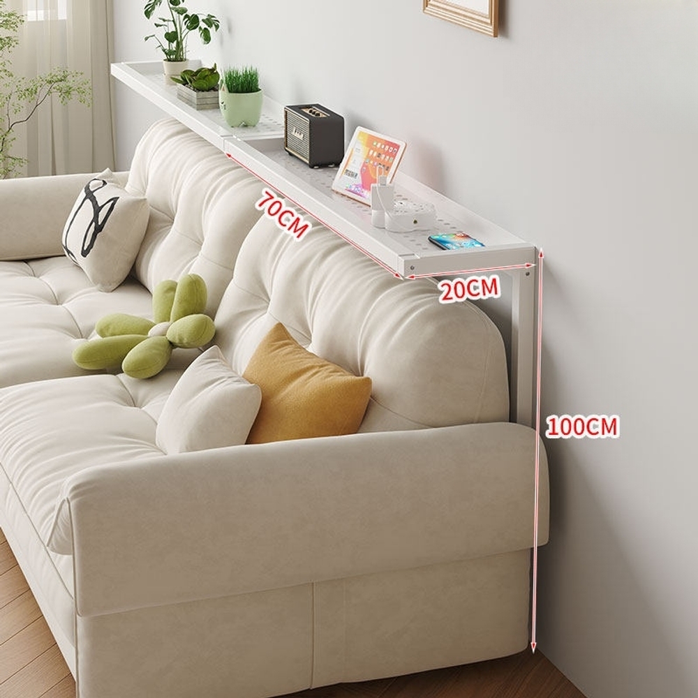 쇼파뒤수납장 폭좁은 선반 소파정리대 철제스틸 타공판 모던디자인 흰색 70x20x100cm - 상품 이미지