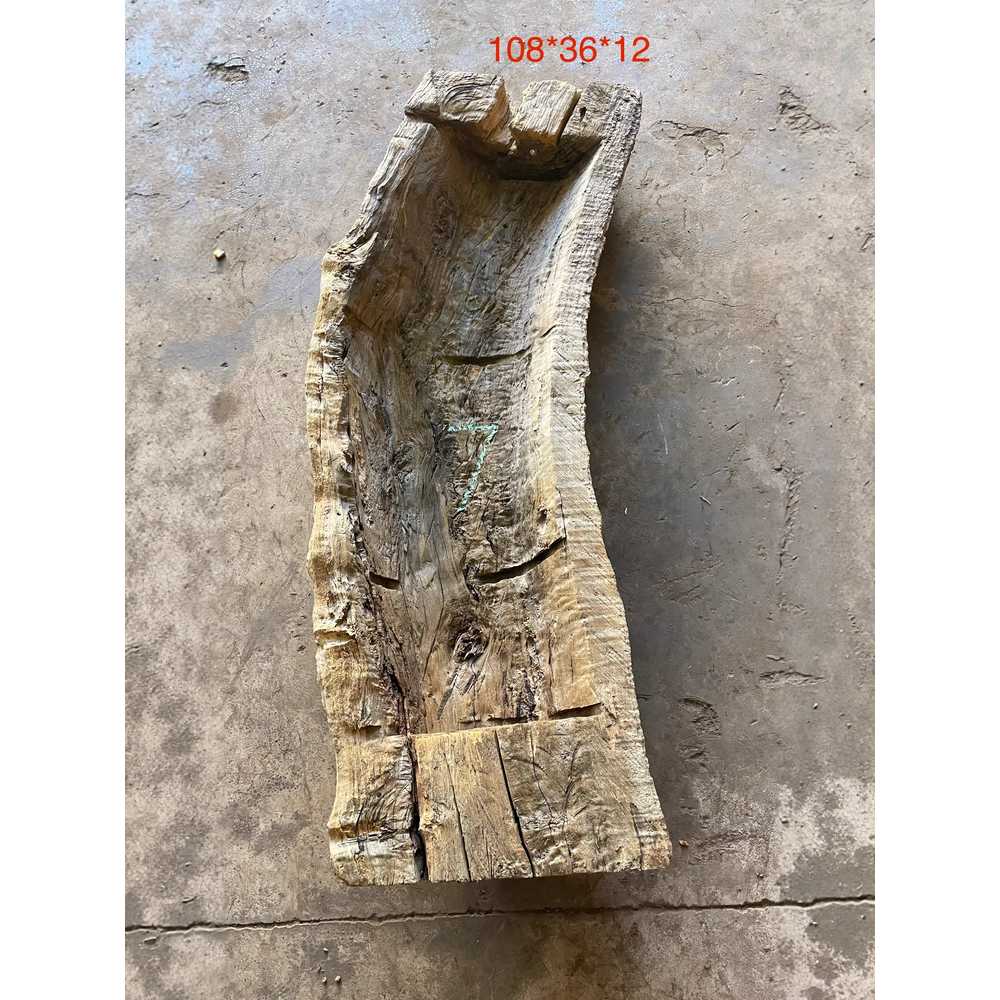 여물통 통나무 화분 나무 먹이통 가축 동물 농장 급여 50x20x10cm 손잡이 포함 소형 - 상세 이미지 3