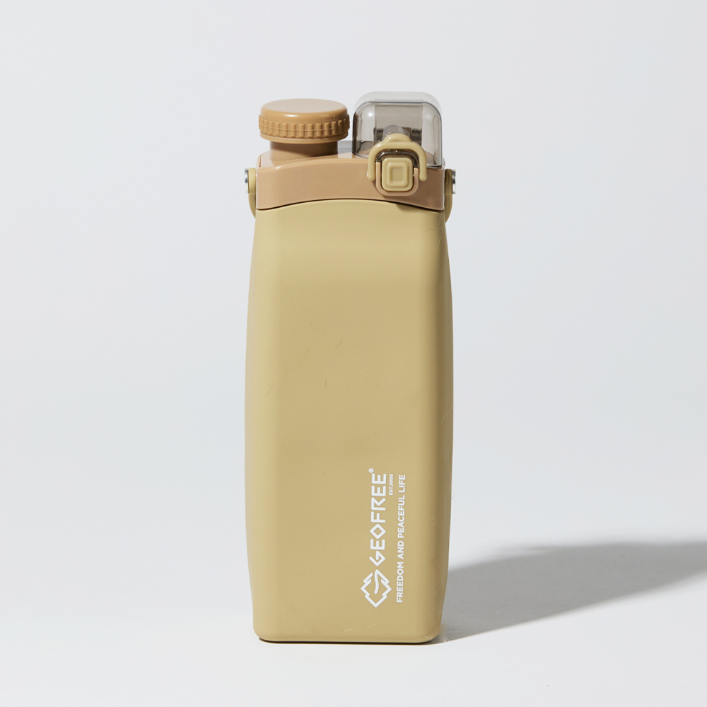 지오프리 실리콘 물병 접이식 롤업 초경량 등산 러닝 캠핑 600ml, 베이지 - 상품 이미지