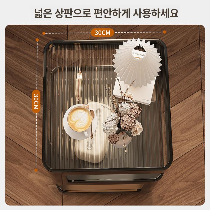 서랍 협탁 간이 수납 캐비닛 거실 이동식 라탄 서랍장 신형1단계 프리미엄블랙 회전 35 60cm - 상세 이미지 4