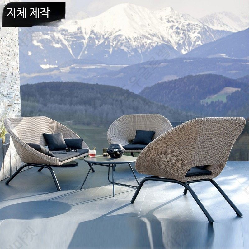 라탄소파 야외 테이블세트 야외의자 정원 테라스 의자 - 상세 이미지 4
