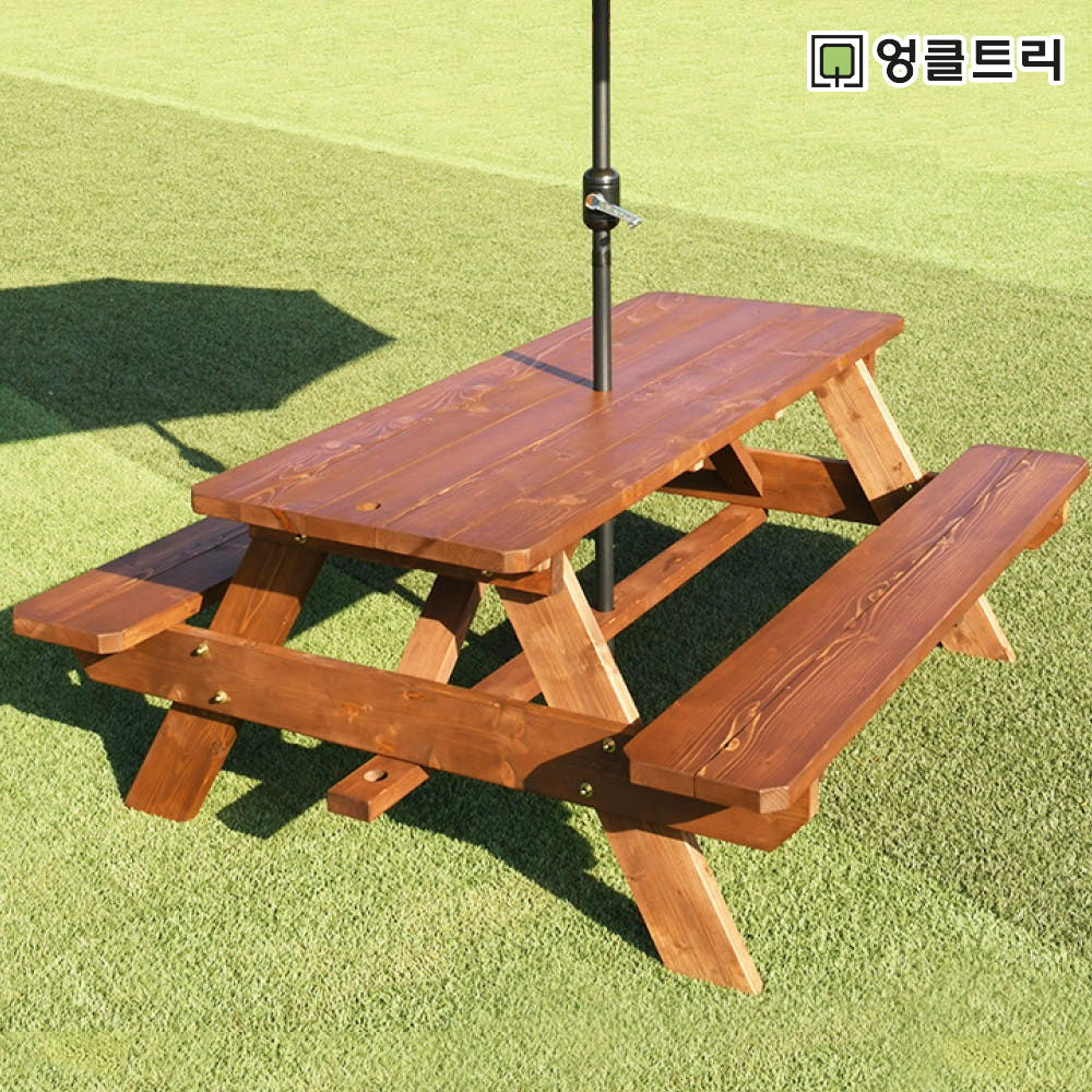 [흔들림없는 볼트 체결] 야외테이블세트 정원 편의점테라스 야외용 파라솔테이블 4인월넛