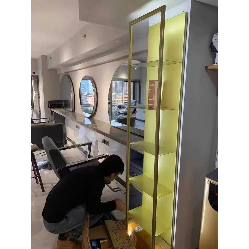 조명 선반 술 장식 진열 벽걸이 장식장 led 붙박이 35x20x180cm5단/검정+화이트 LED 이미지 8