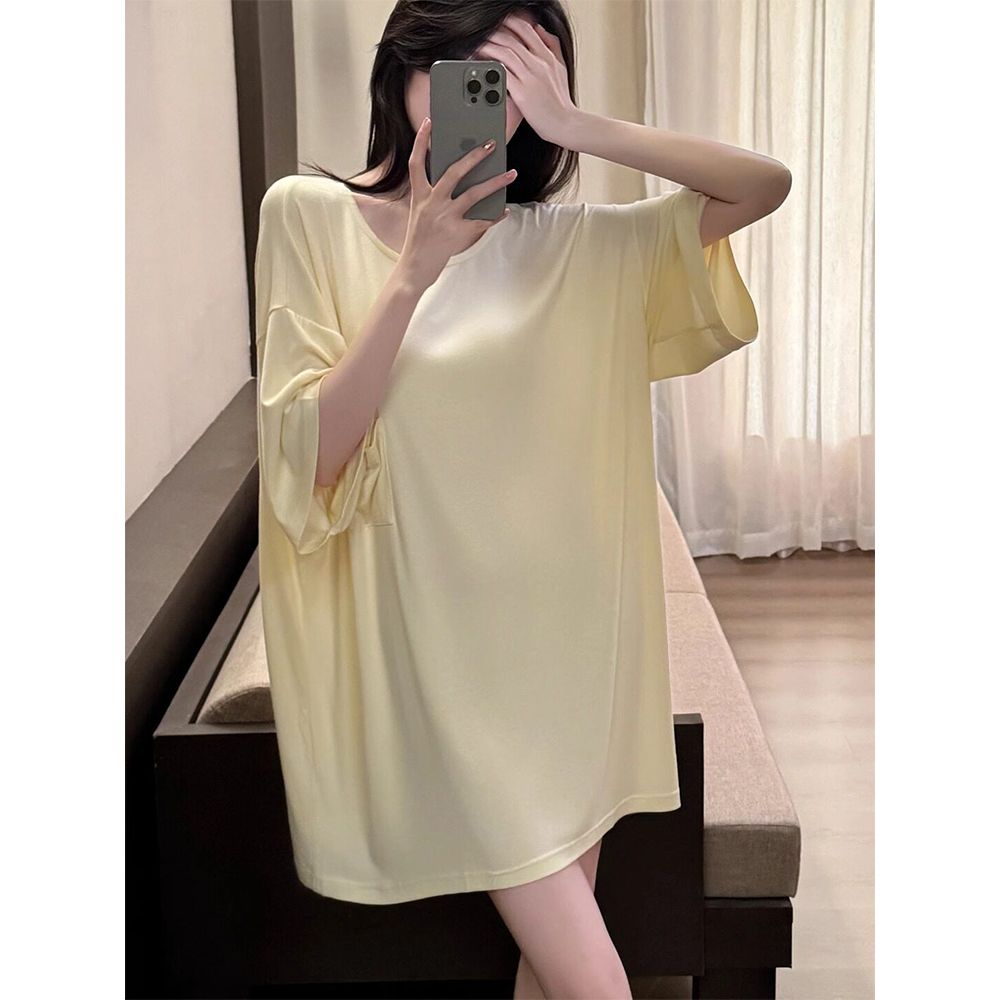 여성 여름 아이스 냉감 반팔 루즈핏 원피스 잠옷 bying24 - 상세 이미지 3