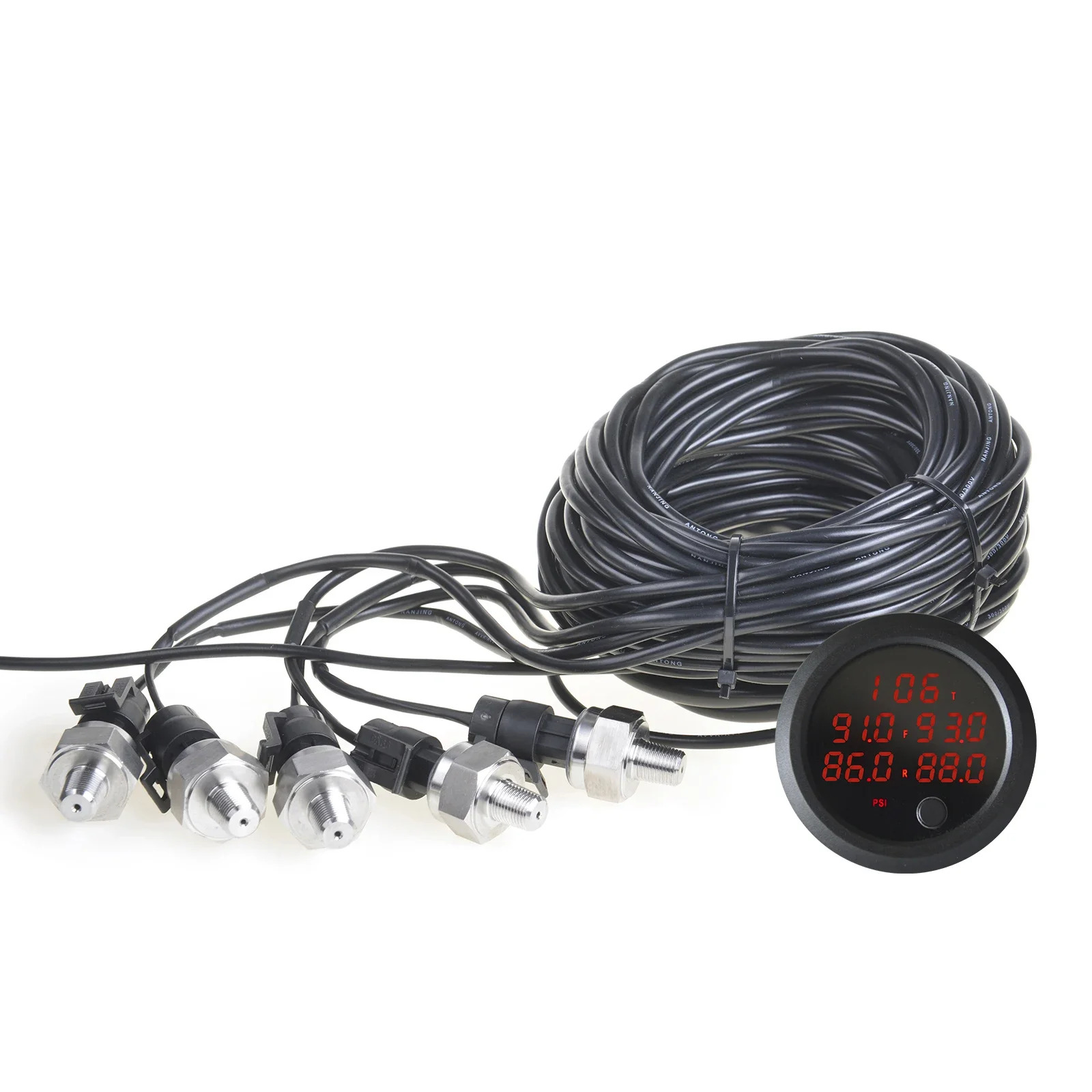52mm 빨간색 LED 디스플레이 에어 서스펜션 게이지 전기 5가지 펜타 압력 센서