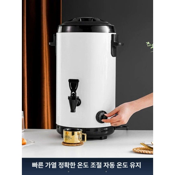 프리미엄 업소용 손잡이 뚜껑 카페 스테인레스 락앤락 물통 스텐락 6L 화이트 식품급 304 내장 - 상세 이미지 2