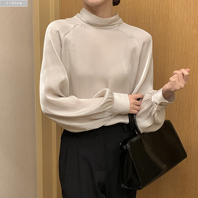 몰링 스카프 반넥 루즈핏 실크 블라우스 3col 봄 가을 새틴 리본 투웨이 제이플로우 이미지 7