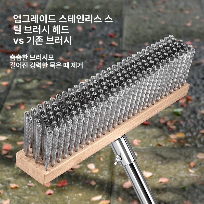 바닥 쇠브러시 화장실 청소용 스테인레스 브러시 야외용 20cm 세트 헤드+커넥터+강화봉 - 상세 이미지 3