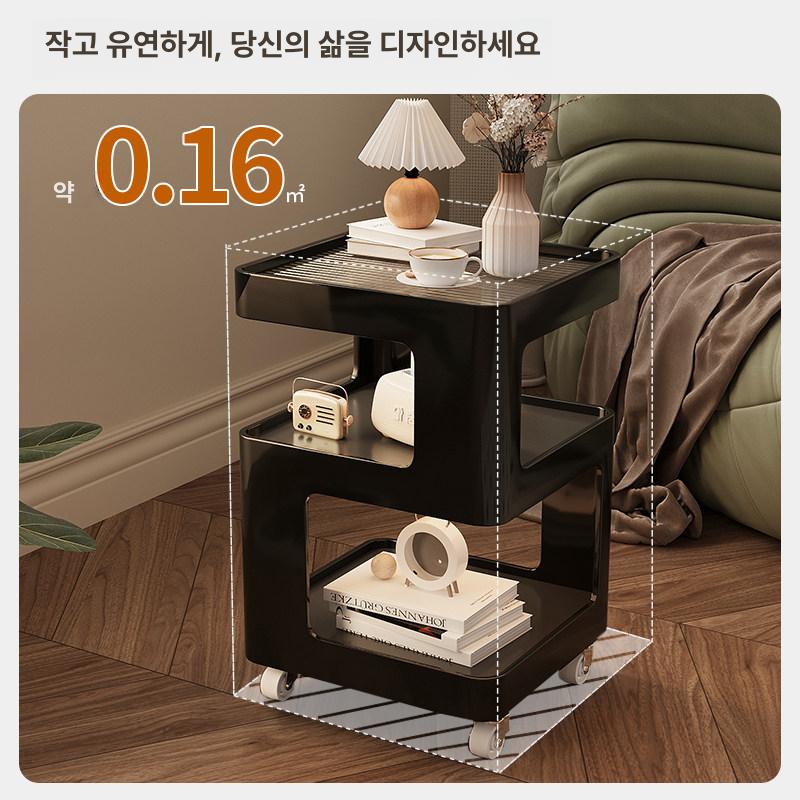 서랍 협탁 간이 수납 캐비닛 거실 이동식 라탄 서랍장 신형1단계 프리미엄블랙 회전 35 60cm - 상세 이미지 3