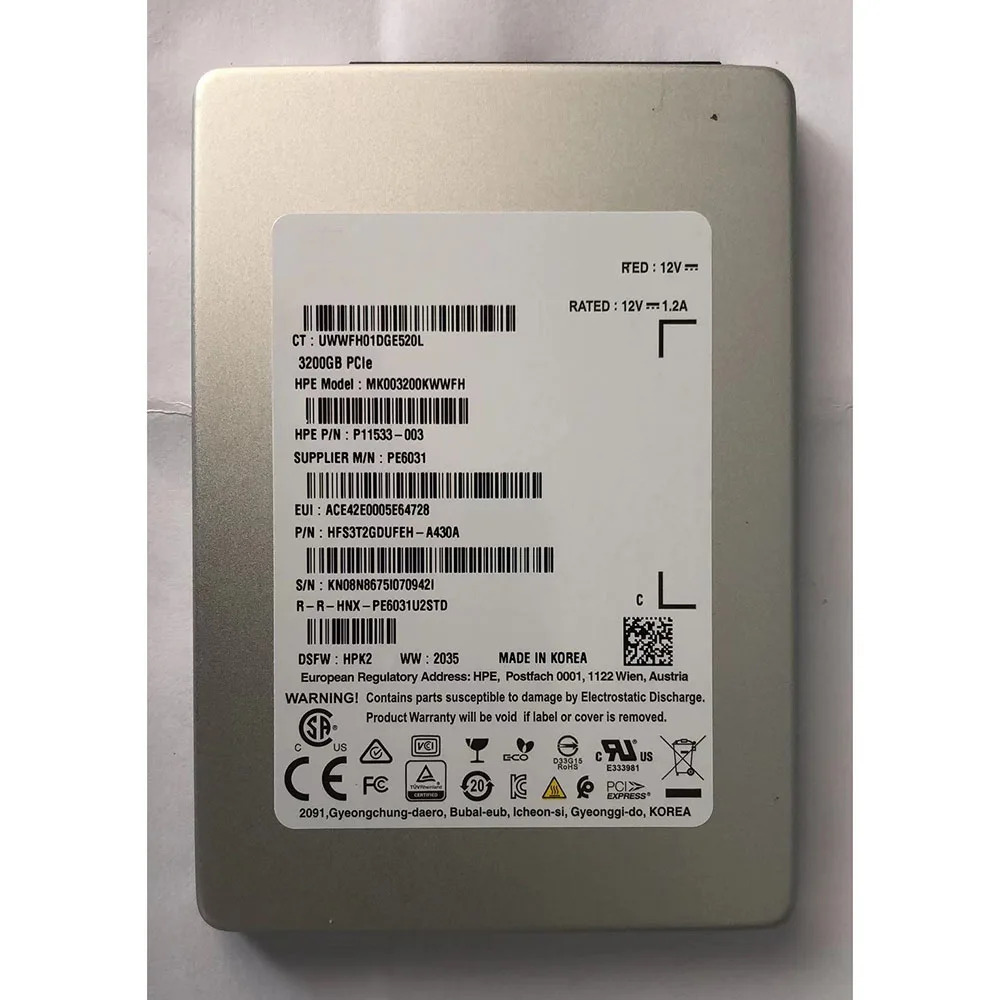 하이닉스 PE6031 3.2T U.2 NVME TLC SSD 3DWPD1개
