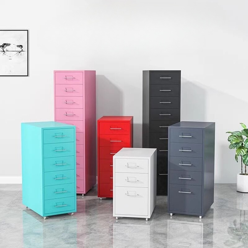 다용도수납장 철제 서랍장 이동식 틈새 캐비닛 사무용 책상 보조용 정리 수납함 3단 서랍 흰색 1.1mm - 상품 이미지