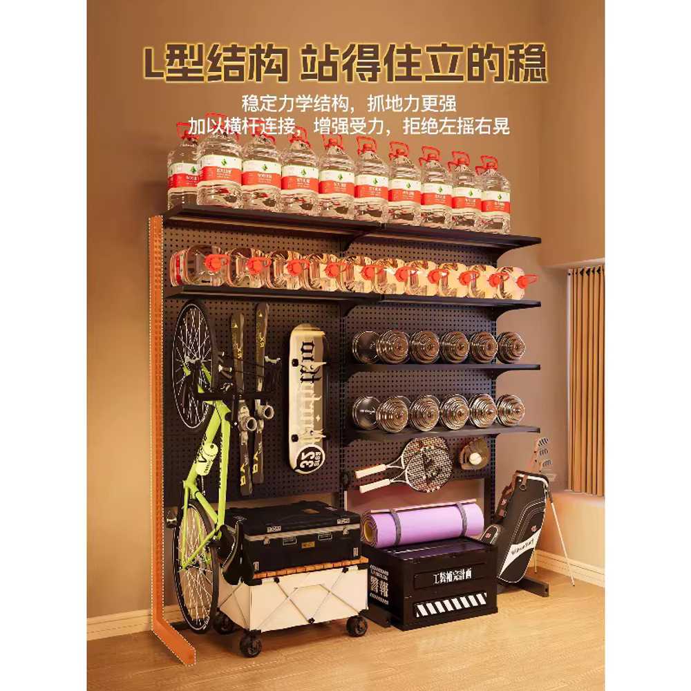 타공보드 스탠드 거치대 파티션 철판 철제 책상정리 블랙75x35x190cm/선반2+펀칭보드4 - 상세 이미지 3