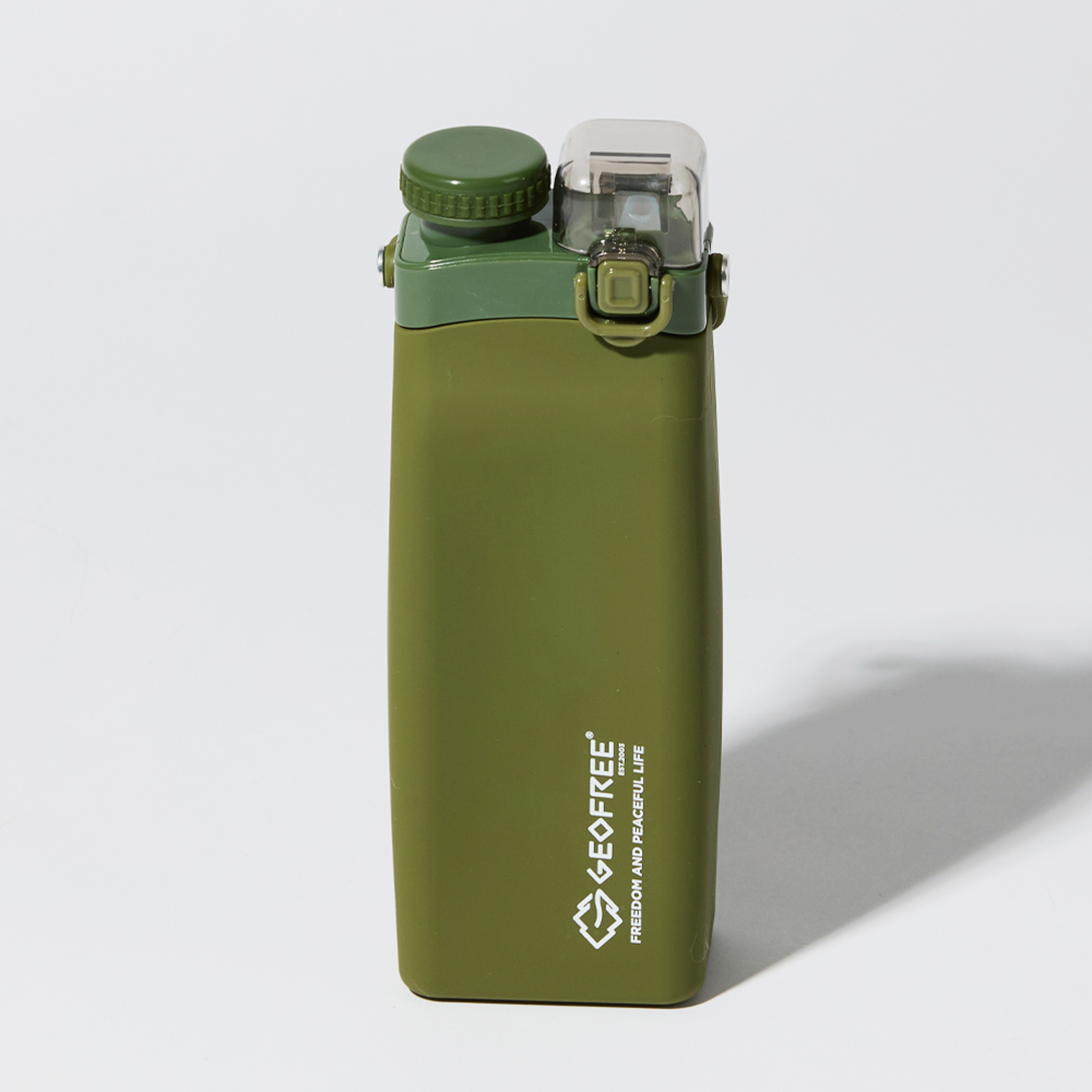 지오프리 실리콘 물병 접이식 롤업 초경량 등산 러닝 캠핑 600ml, 카키 - 상품 이미지