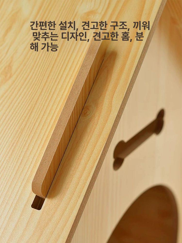 강아지 반려견 소형견 나무 집 침대 애견 조립 하우스 문없음 내추럴 우드 펠트쿠션포함 소형 40cmx39cmx45cm - 상세 이미지 5