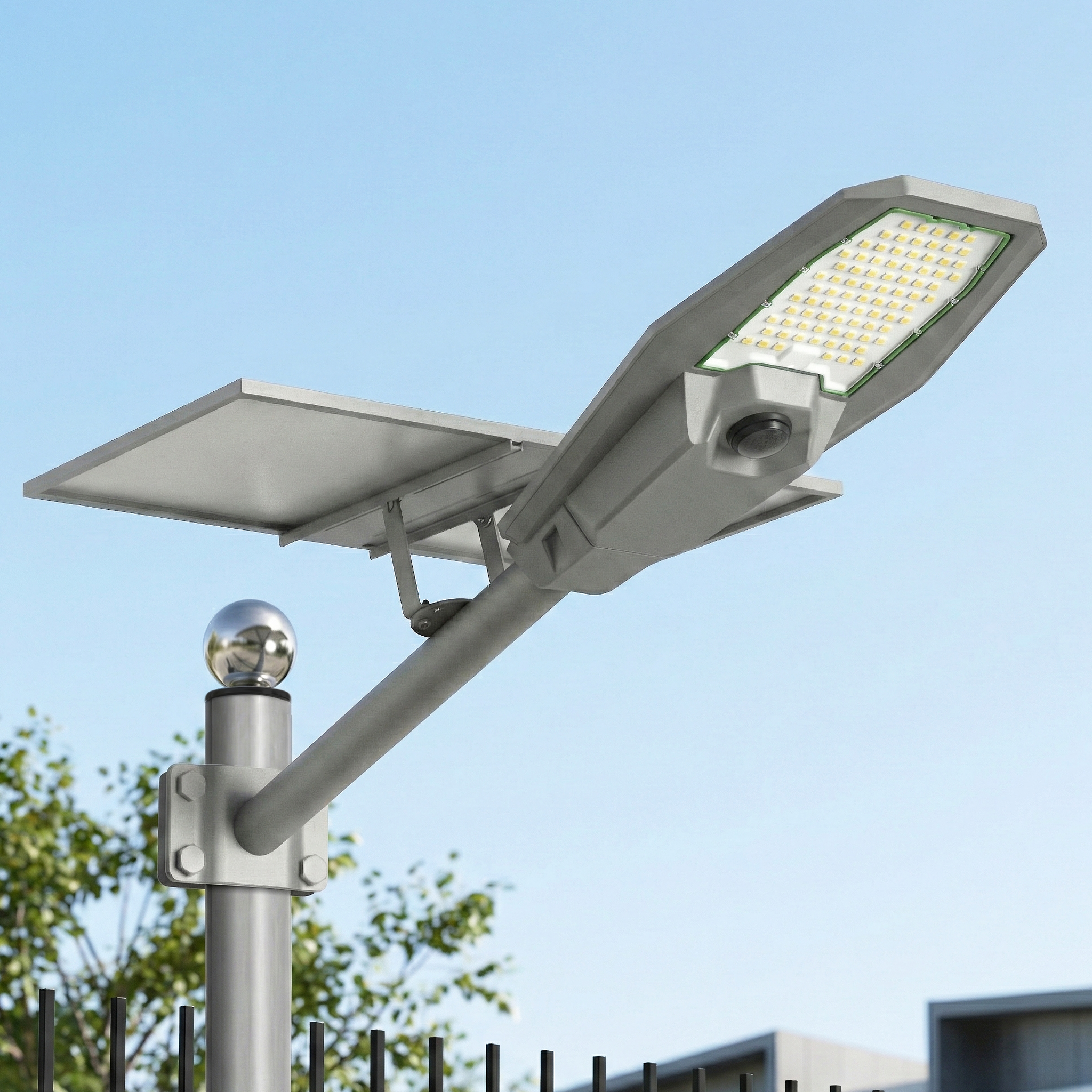 태양광가로등 태양열 주차장 가로등 헤드 LED 전구 볼라드등 잔디등 설치 PS 600W - 상품 이미지