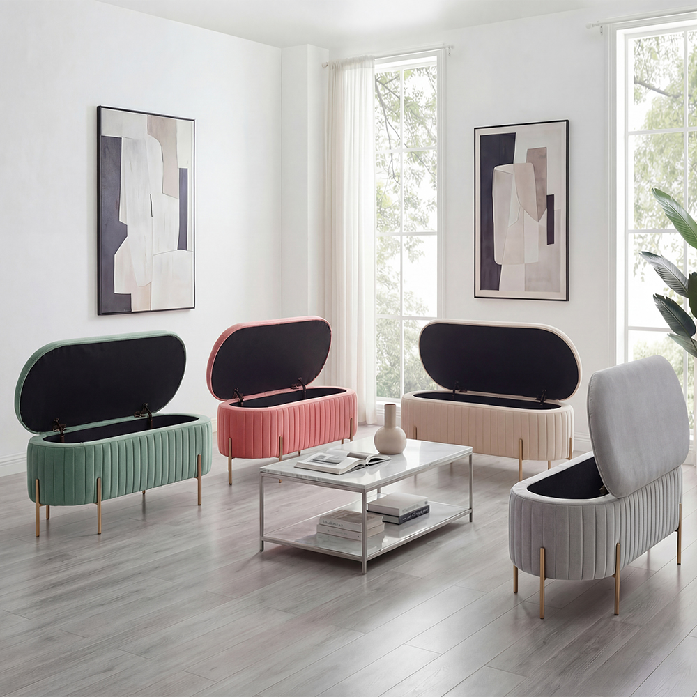 빵빵 수납쇼파 윈도우시트 수납벤치 현관 카페 의자 스툴미포함, 핑크