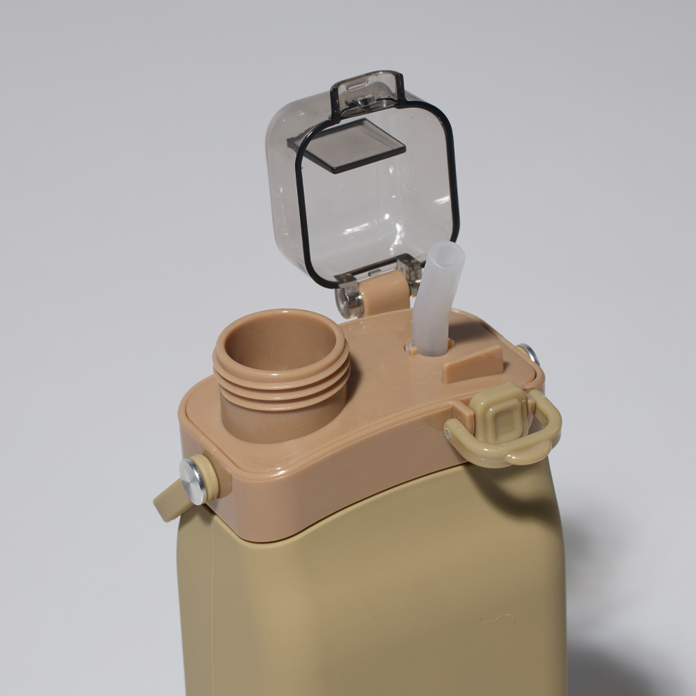 지오프리 실리콘 물병 접이식 롤업 초경량 등산 러닝 캠핑 600ml, 베이지 이미지 6