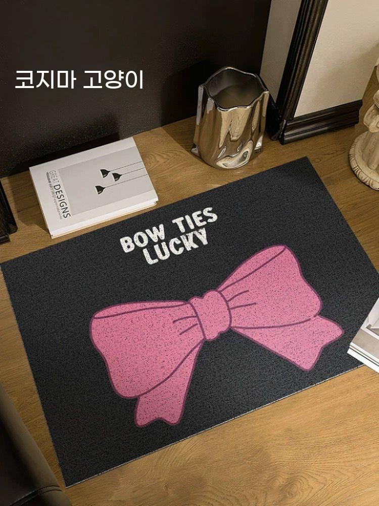 귀여운 도어매트 핑크 발판 매트 욕실 발코니 현관 입구 발매트 리본 - 상세 이미지 2