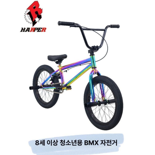최강 BMX 자전거 묘기 18인치 스턴트 경량 홀로그램 비엠엑스 블랙 with 퍼플 - 상품 이미지