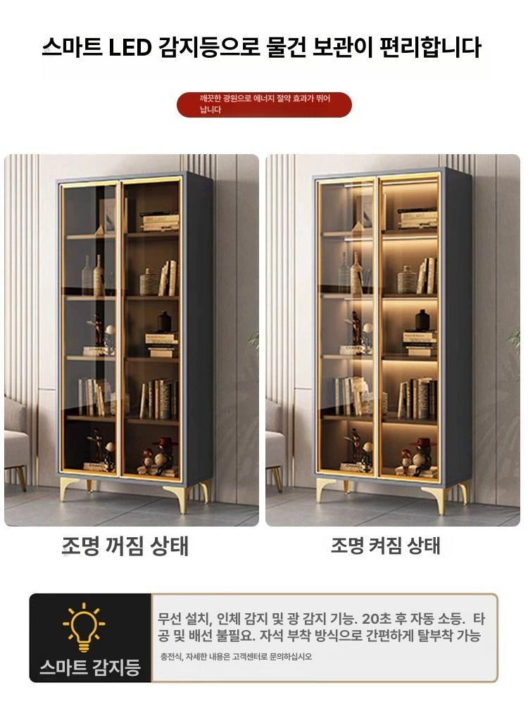 양주 와인 보관함 진열장 도어형 피규어 틈새 수납장 5칸 60길이 그레이 골드 도어 - 상세 이미지 3