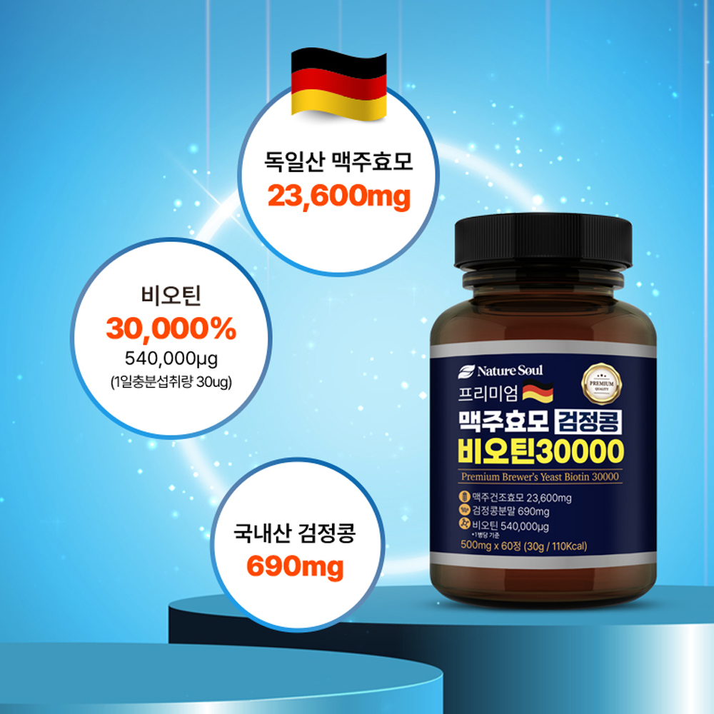[1+1행사] 프리미엄 맥주효모 검정콩 비오틴30000 60정, 2개 - 상세 이미지 5