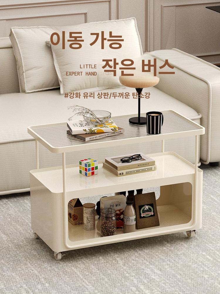 철제 수납 바퀴 달린 조립식 침대 옆 선반 철재 수납장 블랙 바퀴 그레이 센서 라이트 - 상세 이미지 5
