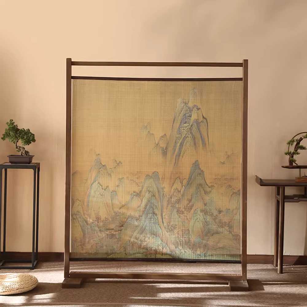 동양화 파티션 민화 가벽 전통 우드 패턴 배경 한식당 180x150cm 천리강산도 이미지 6
